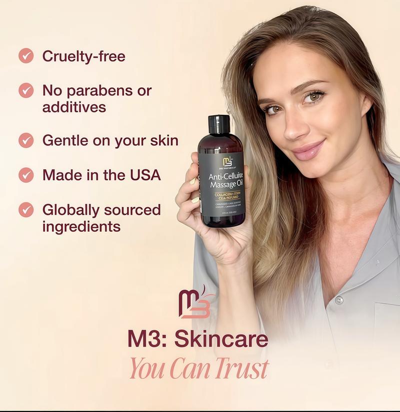 3 Pcs M3 Naturals Cellulite Massage Oil 8oz-Smooth the Appearance of Cellulite-Body Care & Skin Care Massage Oil GS-Topical Collagen and Plant Stem CellBody Oil to Restore Texture and Elasticity-Soothing Body Oil 3 Pcs M3 Naturals Cellulite Massage Oil 8oz-Smooth the Appearance of Cellulite-Body Care & Skin Care Massage Oil GS-Topical Collagen and Plant Stem CellBody Oil to Restore Texture and Elasticity-Soothing Body Oil