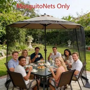 1PC Outdoor Patio Mosquito Net, Home Essentials Polyester Woven Protective Cover, Zipper Closure, Single Packaging (Support Poles & Umbrella Not Included)