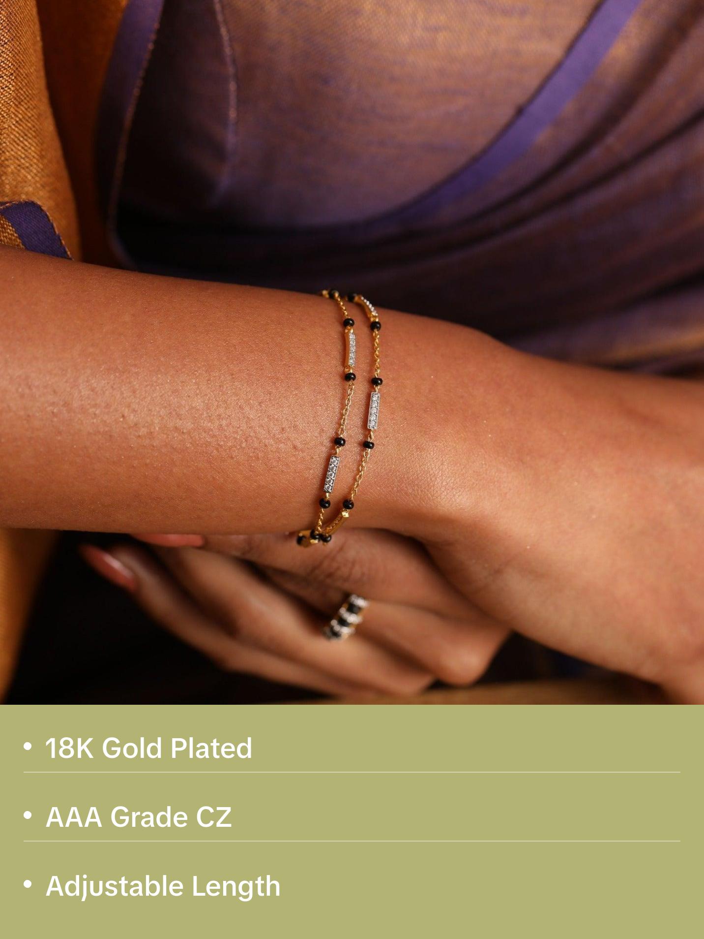 Double Layered CZ Silver Mangalsutra Bracelet