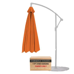 11ft Cantilever Hanging Umbrella 8 Rib Replacement Canopy Tuscan Orange rust resistant cantilever