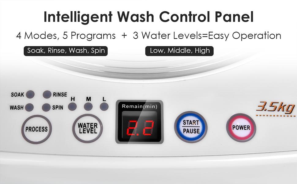 COSTWAY Full-Automatic Portable Washing Machine, W/LED Display, Drain Pump, Compact Laundry Washer and Dryer Combo for Home, Dorm, Apartment, RV, Camping