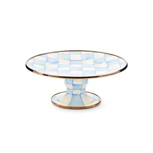 Mackenzie Childs Sky Check Mini Pedestal Platter