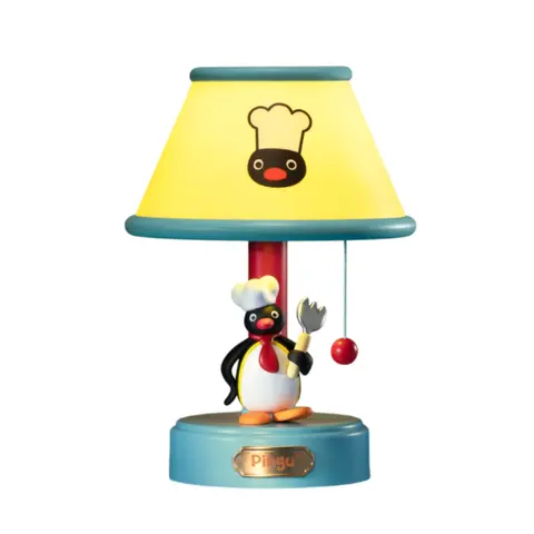 MARTUBE Pingu Merch Chef Desk Lamp - 3-Level Adjustable Brightness, Pull-Cord Switch, Wireless Battery-Powered LED Light, Auto Timer On/Off, Cute Penguin Night Light, Quirky Birthday Gift for Kids, Room Decor, Desk Accessories, Unique Decor