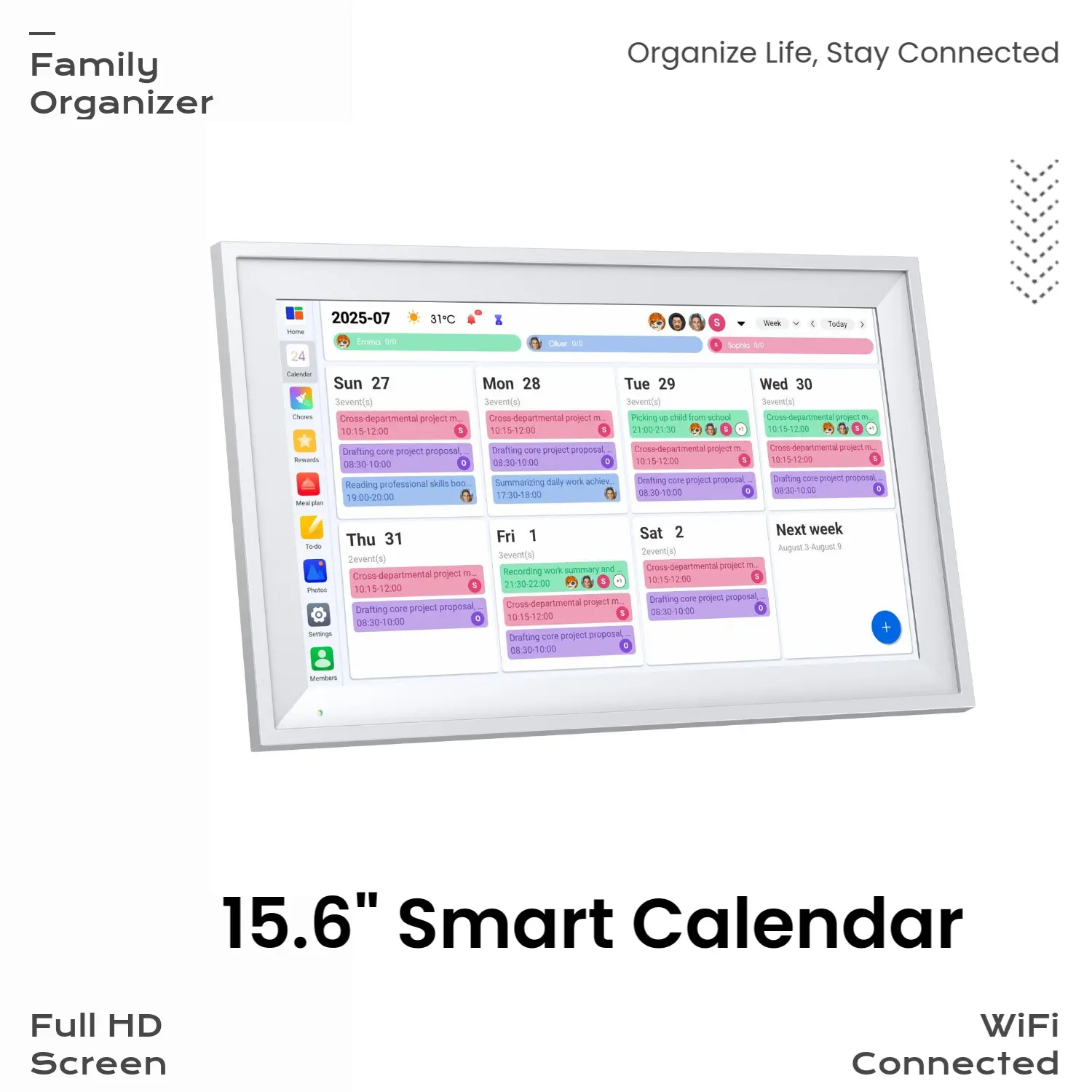 LUMIPIX｜15.6-inch Wall Digital Calendar,Smart WiFi Calendar & Chore Chart,Full HD Touchscreen Interactive Display for Family Schedules-Wall/Desk Mountable Planner,Meeting Reminders & Deadline Tracking Great for Organizing Your 2026 Calendar
