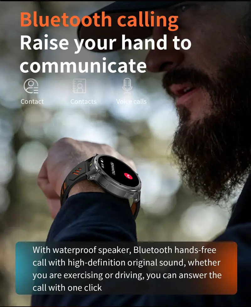 2026 Manly Style Smart Sports Watch for Men, Running Compatible with iPhone & Android - Wearable Device with LED Lights, Wireless Phone Call, Message, Voice Control, Weather, Stopwatch, Timer, 2026 Manly Style Sports Watch Gift for Men Dad Father