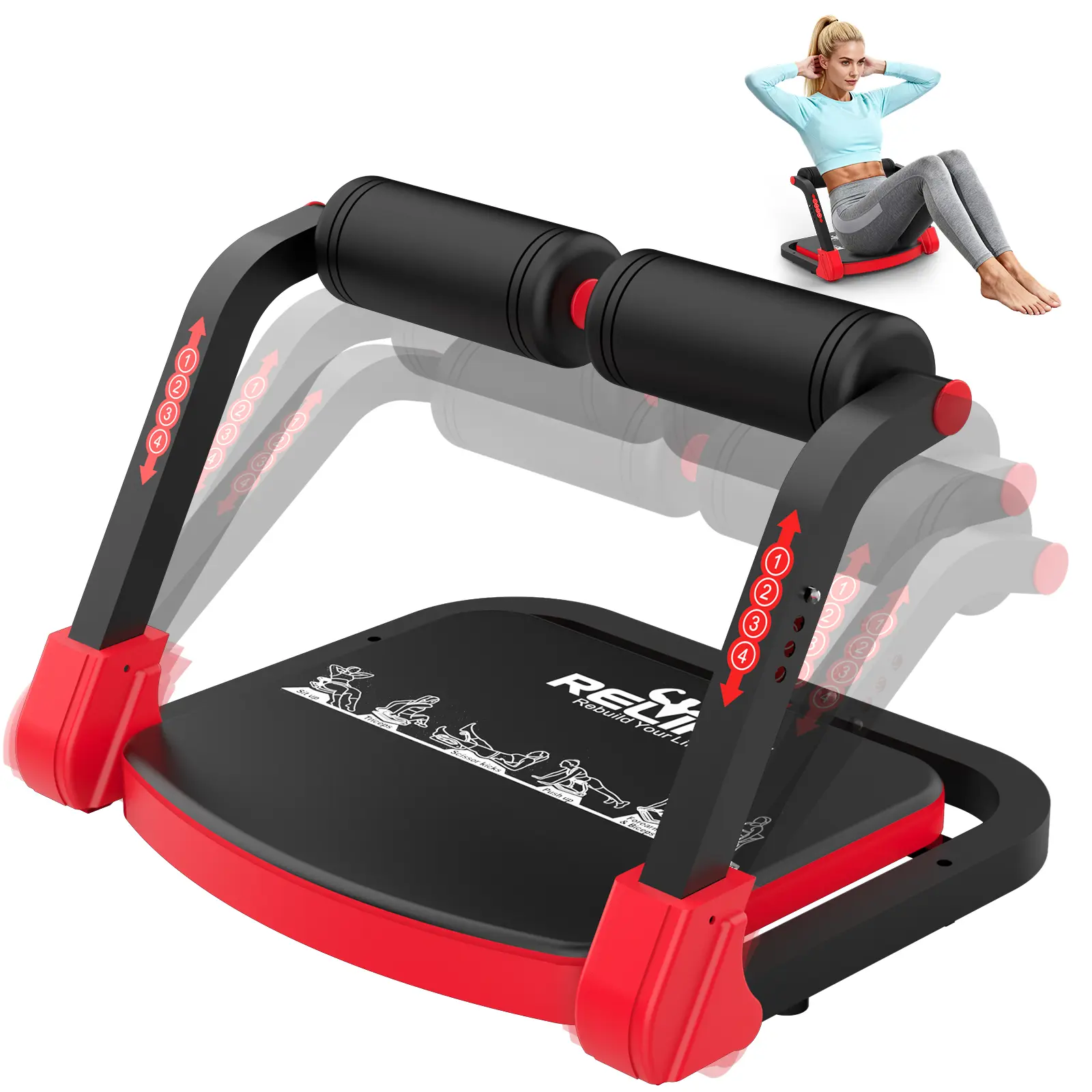 RELIFE Adjustable Sit-Up Trainer, Multi-Functional Home Gym Exercise Equipment for Daily Training Adjustable Indoor Workout Machine for Home Fitness summerwins, Adjustable Abdominal Trainer, Abdominal Exerciser tiktokshopbacktoschool