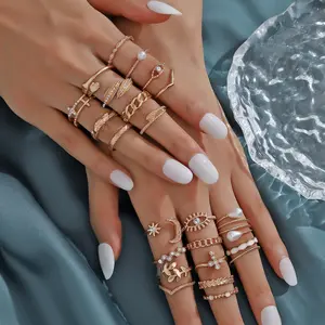 20PCS Gold Boho Ring Set for Women | Adjustable Knuckle Rings | Stackable Minimalist Jewelry