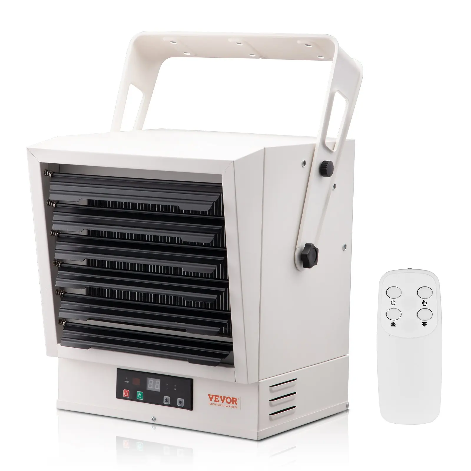 VEVOR 10000W Energy Efficient Digital Fan-Forced Hardwired Heater, Remote Control, Wall/Ceiling Mount, Adjustable Radiant Heat, SPCC Steel Shell, 9-Hour Timer, 2°F Steady Heat, Overheat Autooff, ETL Listed, Ideal for Workshop,Garage, Wall Mount