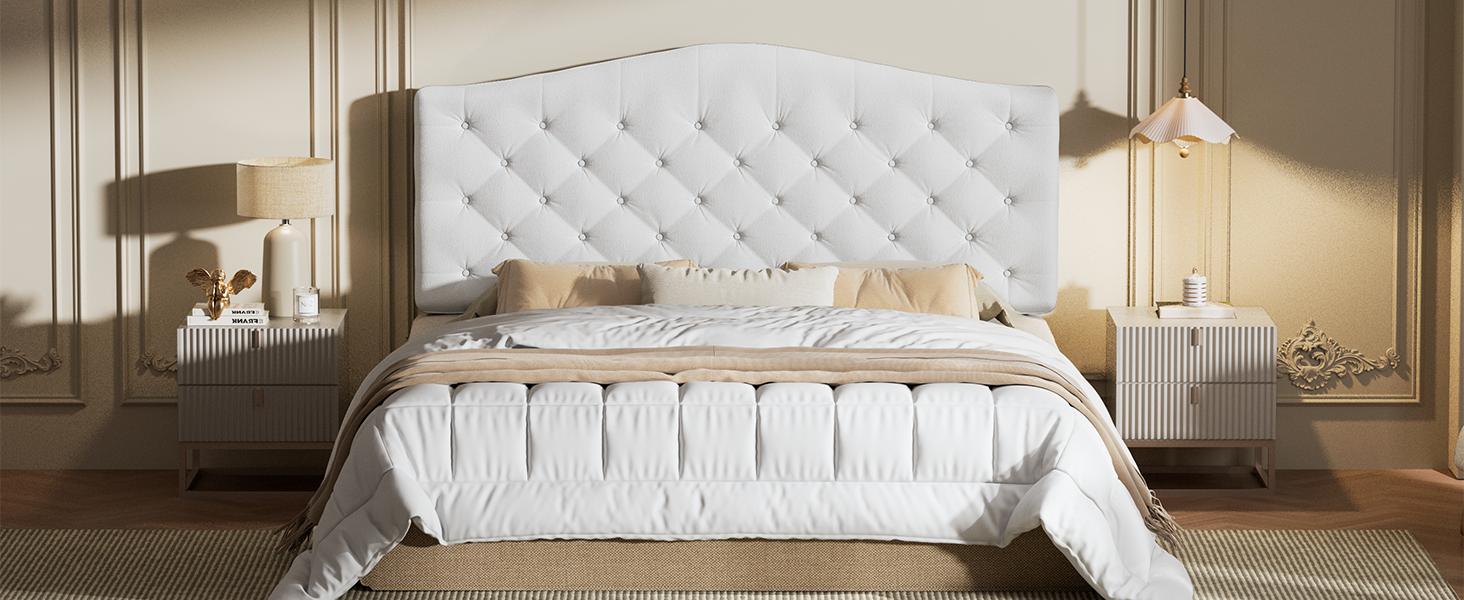 Upholstered Headboard Queen/King Size with 4" Thickened High-Density Sponge, Modern Button-Tufted Queen Headboard Only, Luxury Chenille Fabric, Adjustable Height, Easy Assembly Upholstered Headboard Queen/King Size with 4" Thickened High-Density Sponge, Modern Button-Tufted Queen Headboard Only, Luxury Chenille Fabric, Adjustable Height, Easy Assembly