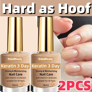 2PCS Nail Strengthener for Weak, Splitting, Breaking Nails - Fast Dry Keratin & Natural Protein Hardener, 4-in-1 Nail Polish Care Oil, Alcohol-Free Formula for Instant & 3-Day Nail, Manicure for Hands & Fingers