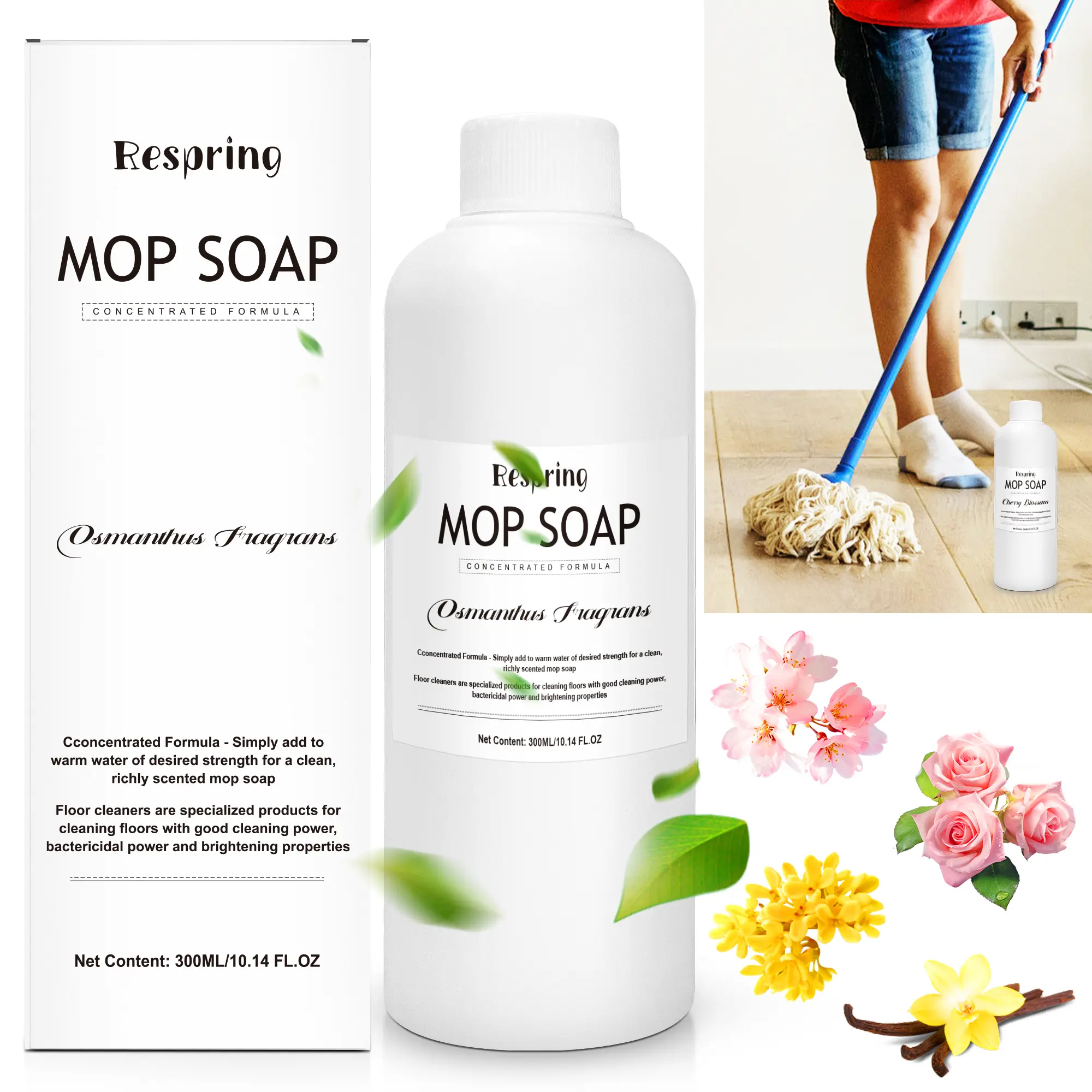 Highly Scented Brazilian Wave Mop Soap - Concentrated Formula for Floor Cleaning 10oz/300ml Quick Drying & Brightening,Bathroom & Kitchen Cleaner Supplies