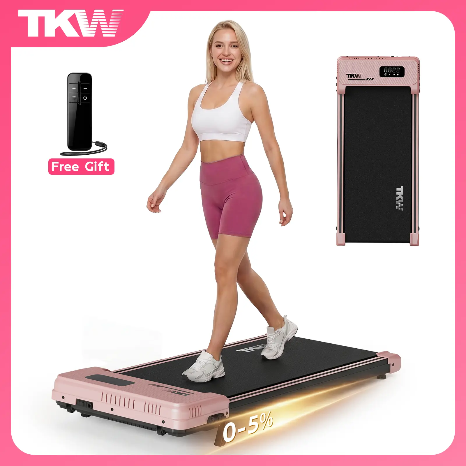 TKW 3-in-1 Walking Vibration pad, Lightweight UnderDeskWalking pad Treadmill, 220-300lbs Weight Capacity,Low-Noise Motor Walking Pad,withHandle, Remote Control & Wheels for Easy mobility, LEDDisplay