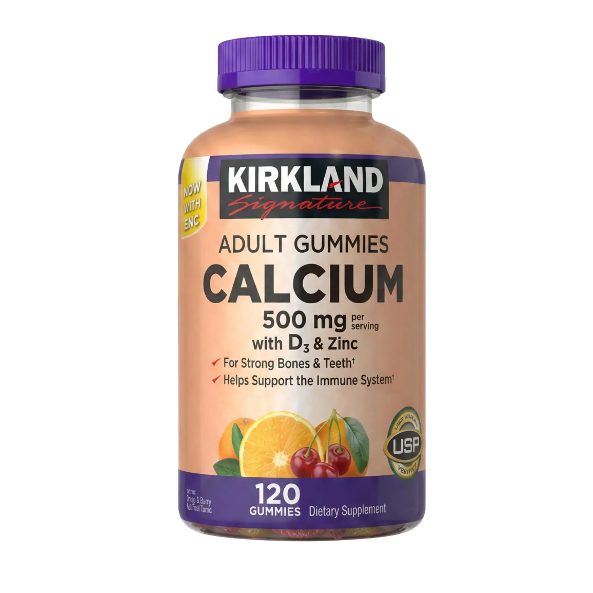 Calcium Gummies with Vitamin D3 & Zinc | Kirkland Signature Calcium Supplement, 120 Adult Gummies