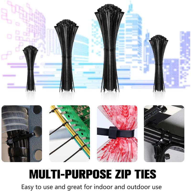 Cable Zip Ties,400 Pack Black Assorted Sizes 12+8+6+4 Inch,Multi-Purpose Self-Locking Management Plastic Wire Ties for Home,Office,Garden,Workshop Cable Zip Ties,400 Pack Black Assorted Sizes 12+8+6+4 Inch,Multi-Purpose Self-Locking Management Plastic Wire Ties for Home,Office,Garden,Workshop
