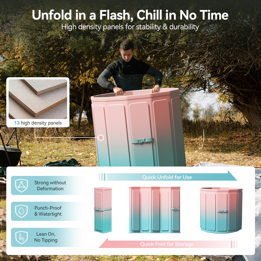 Portable Ice Bath Tub, Foldable Bathtub for Fast Muscle Recovery, Home Outdoors Gyms, Quick Opening without Installation, No Water Leakage, Ice/Hot Universal soaker  tub, Large Size 77 Gal