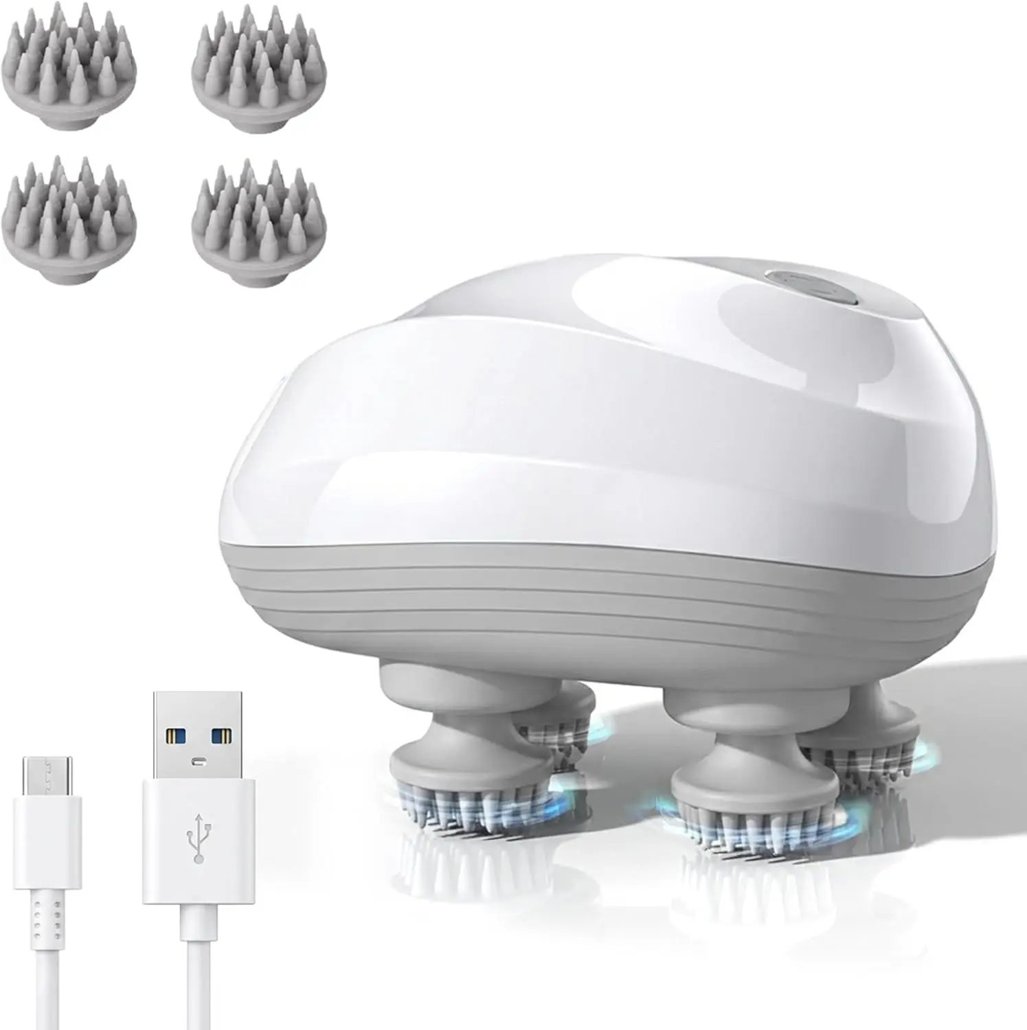 Electric Head Massager, Portable Self-care Scalp Spa Device, Rechargeable Waterproof Scalp Massager with 8 Removable Massage Claws for Head Relax & Stress Relief,back to school,back to school haul