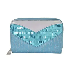 Loungefly Disney Frozen Princess Elsa Glitter Sequin Cosplay Zip Around Wallet