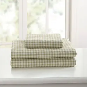 Laurel & Mayfair Full Gingham Print Sheet Set Green