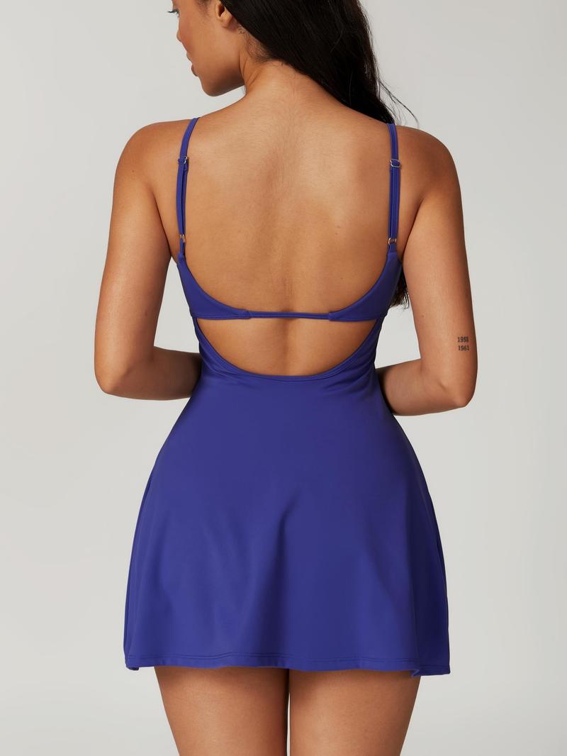 Women's Tennis Dress with Square Neck Built-in Shorts Backless Golf Dresses Workout Side Slit Athletic Golf Dresses in Multiple Colors Sleeveless Casual Everyday Seamless Sportswear Summer Women's Tennis Dress with Square Neck Built-in Shorts Backless Golf Dresses Workout Side Slit Athletic Golf Dresses in Multiple Colors Sleeveless Casual Everyday Seamless Sportswear Summer