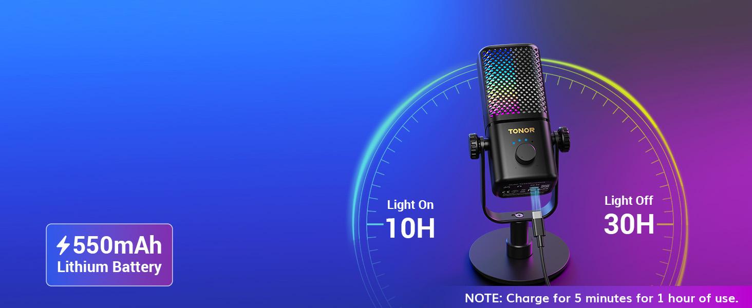 TONOR TCX3 Gaming Microphone for Xbox - RGB Condenser Streaming Mic with One Tap Mute, Long Battery Life, Fast Charging, Compatible with Capture Card