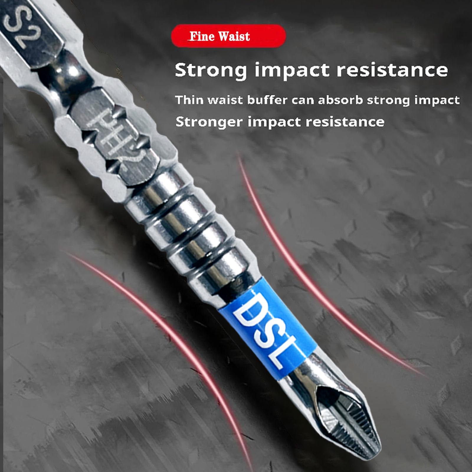 10pcsPhillips Screwdriver Bit PH2 Serrated Tip 1/4" Hex Shank 2" (50mm) Long Impact Magnetic Anti Slip Cross Screw Driver Industrial Power Drill Bits for Remove Fastening Screws