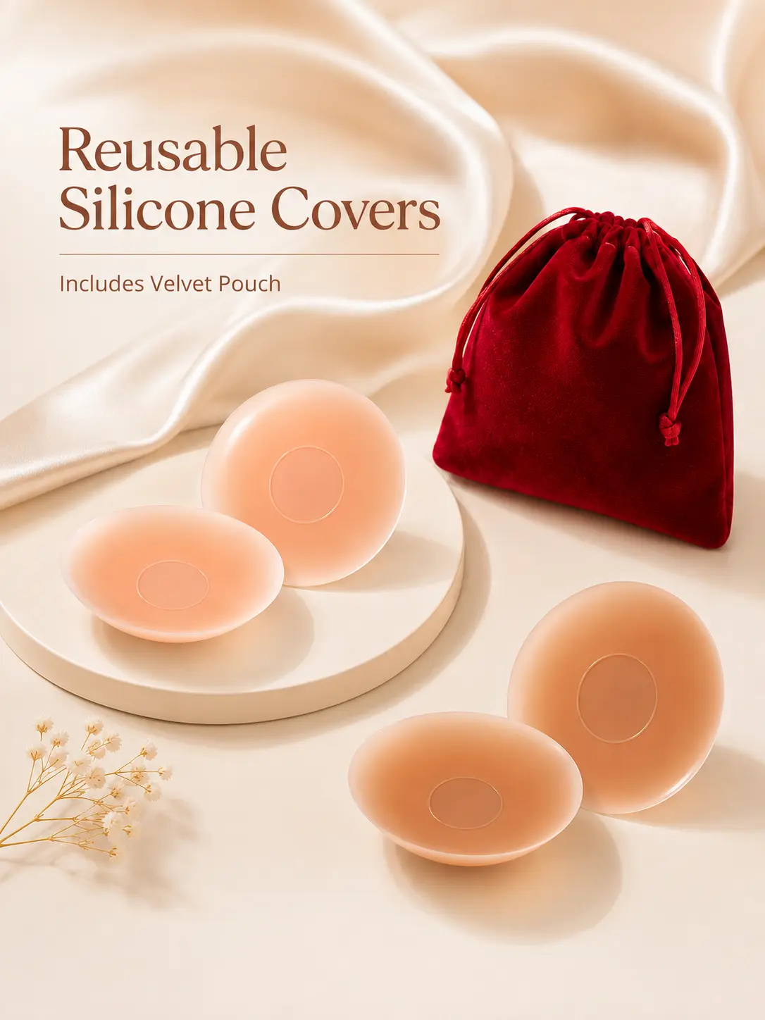Adhesive Nip Covers  100% Silicone - Seamless Inserts For Workout & Swim - Rinse & Reuse
