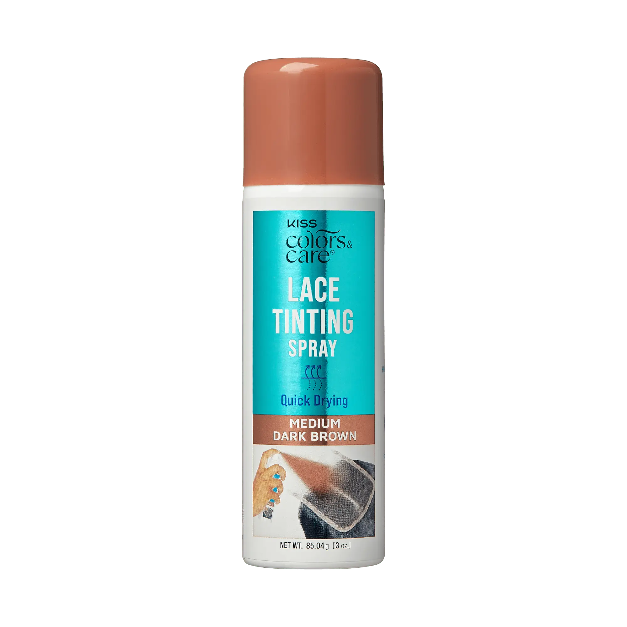 Kiss Colors & Care Lace Tinting Spray | Lace Front Wig Spray, Quick Drying, Transfer Proof, Medium Dark Brown, Hair Care