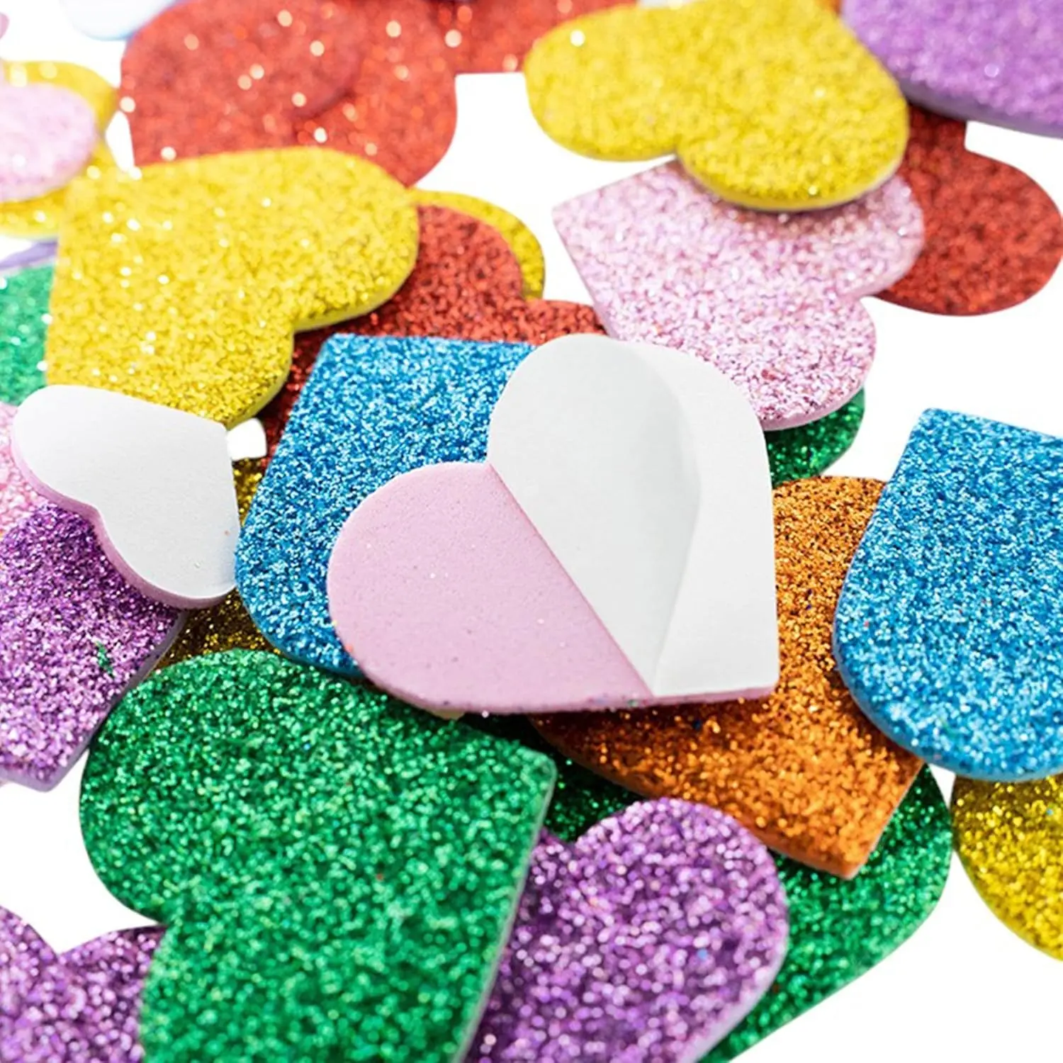 150 Pcs Heart Star Stickers, Glitter Foam Stickers Stars, Stars Crafts Bubble Sticker for Arts Craft Supplies Greeting Cards Birthday Party Decoration
