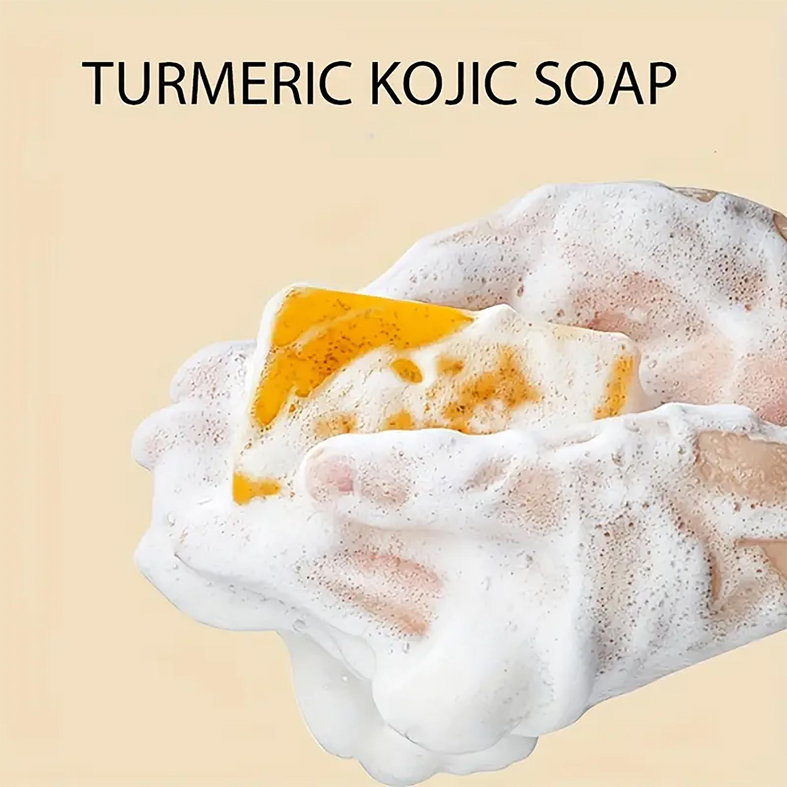 3PCSTurmeric & Kojic Soap 3PCSTurmeric Bar Soap for Natural Skin Care Gentle Cleansing and Moisturizing Brightening Soap