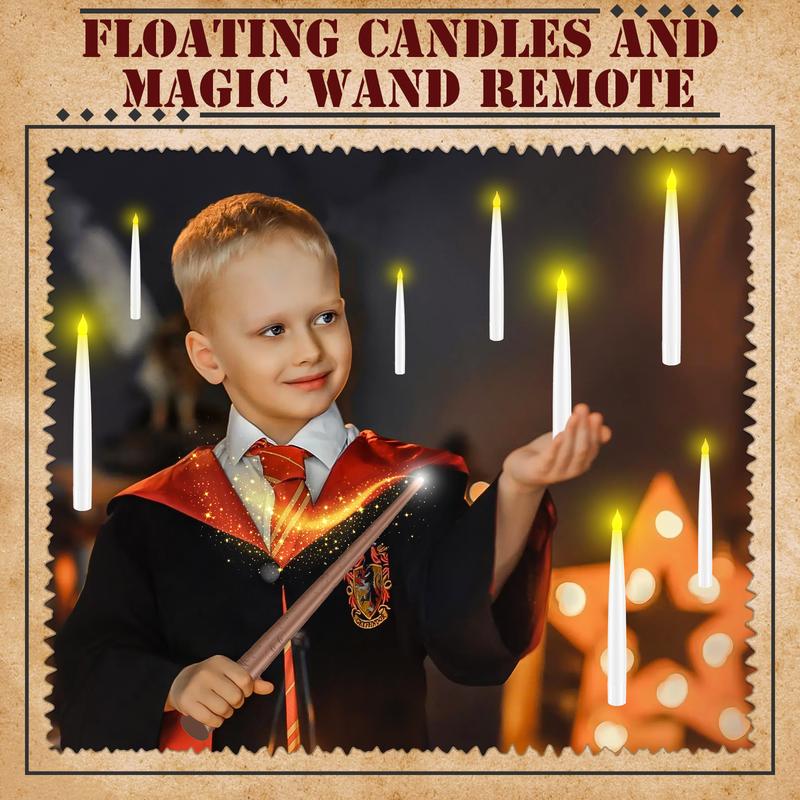 Magic Wand Remote Floating Candles - Enchanted 12-Pack Gift Set for Christmas, Halloween Decor & Party Favors