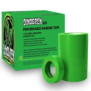 Automotive Refinish Green Masking Tape High Performance DINOGREN 333 1 ½” in x 60 yd (Pack of 24 ROLLS)