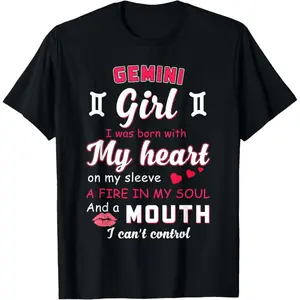 100% Premium Cotton Gemini Girl Funny Quote With Zodiac Sign Birthday T-Shirt