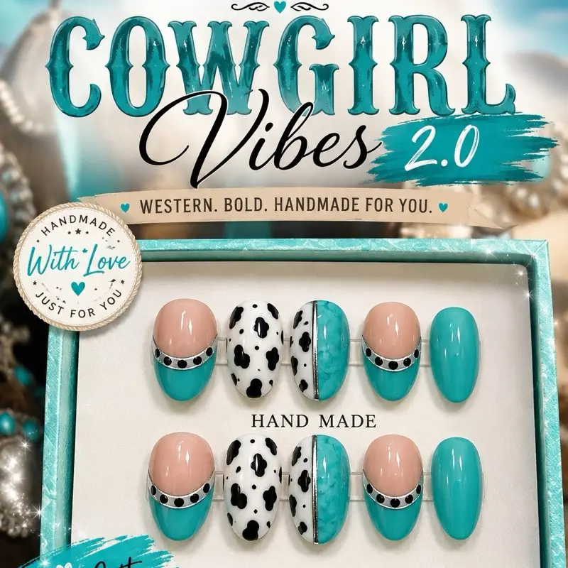 Cowgirl Vibes 2.0 Turquoise press on nails
