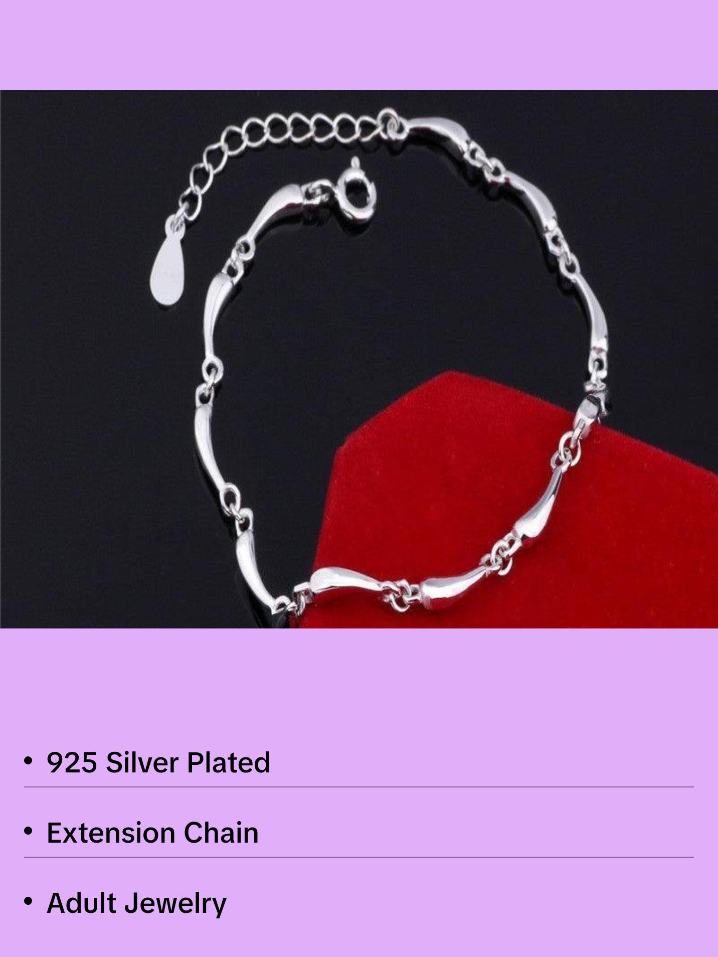 925 Silver Plated Simple Design Bracelet and Anklet