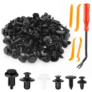100 Pieces Car Retaining Clips & 5 Pieces Fastener Removal Tool Kit Compatible with Door Trim Clamps from Toyota Honda Nissan Mazda Durable Nylon Push Retainer Set - Vehicle Automotive Accessories Truck Interior Body Screw Decor Replacement Dashboard