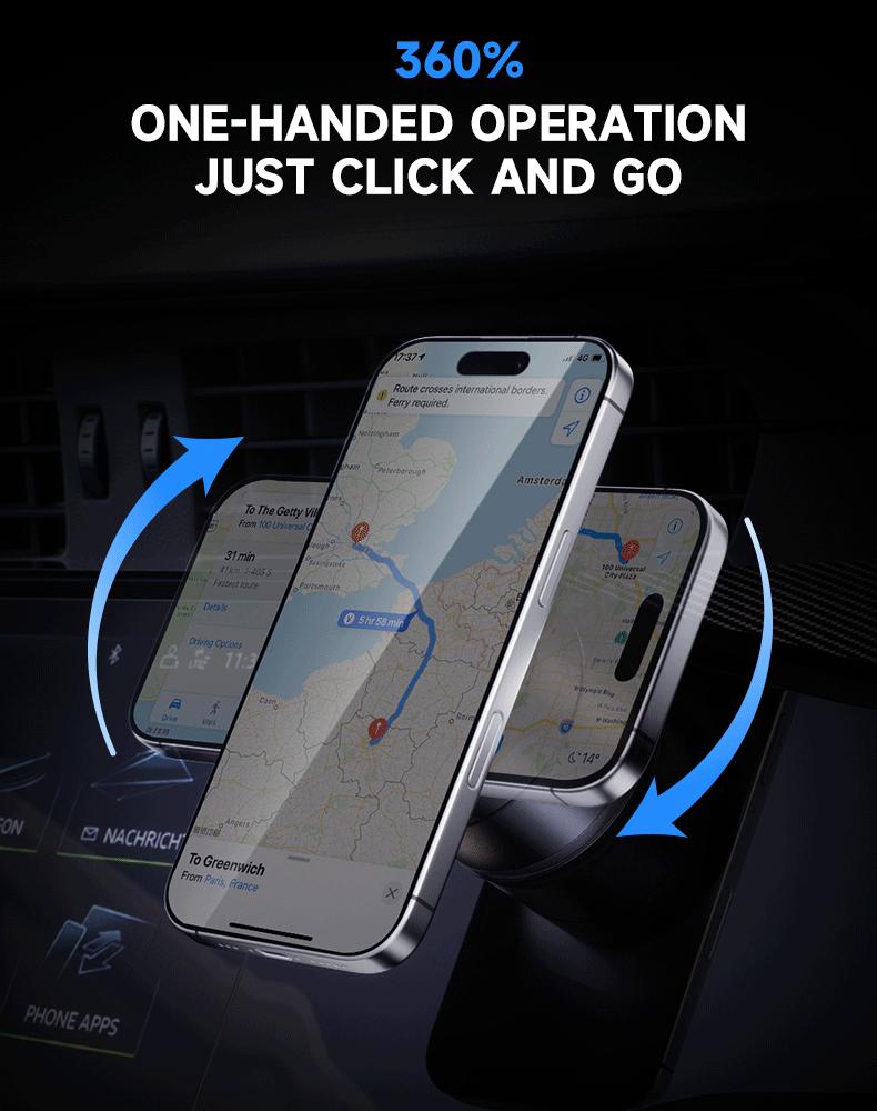 New-MAGIC JOHN 360° Magnetic Phone Holder Strong Magnetic Grip, Anti-Slip Base & Foldable Design for Car, Home & Travel