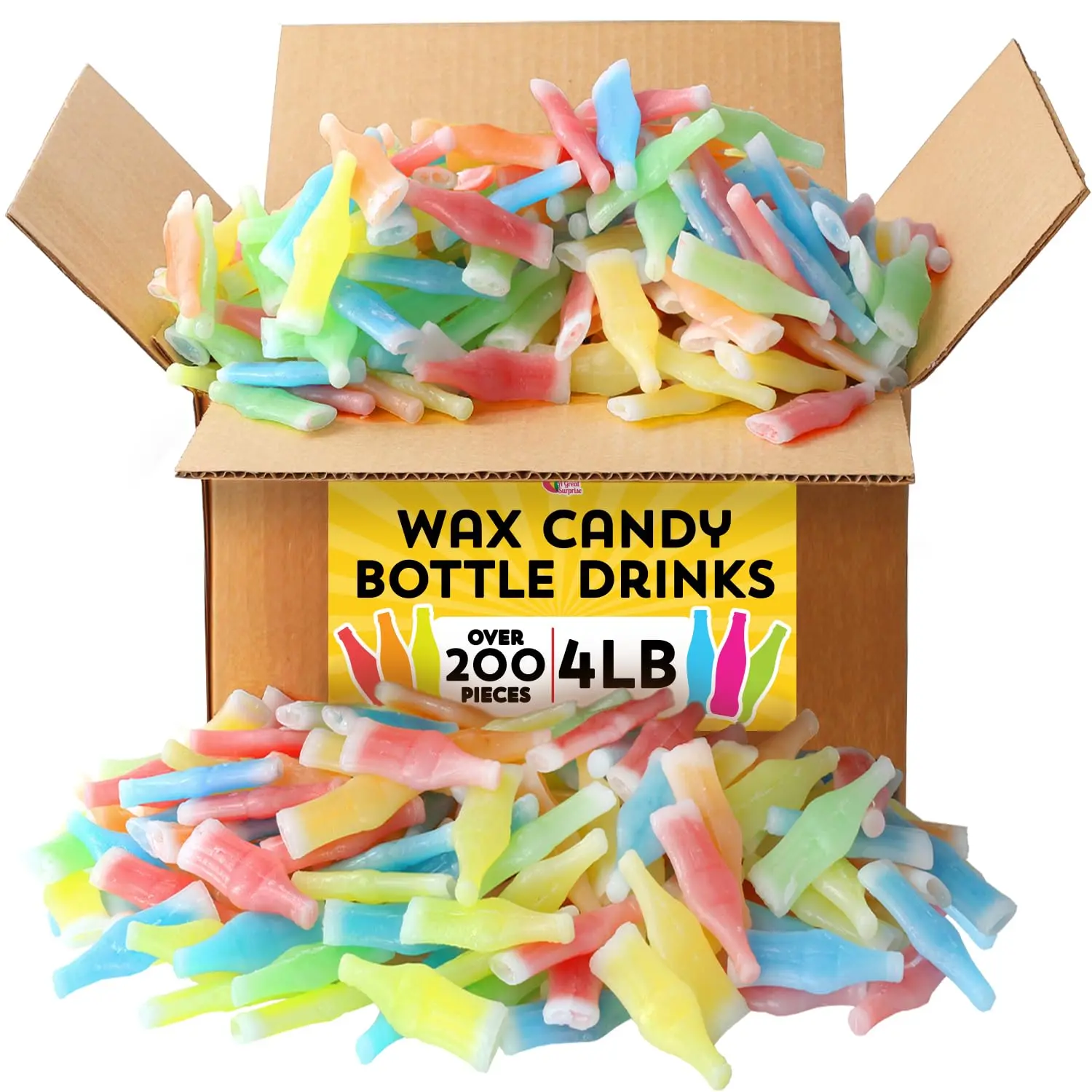Wax Bottle Candy - 4 Pounds - Pastel Favors - Wax Candies - 90s Novelty Treats - Candy Drinks Sweet Snack