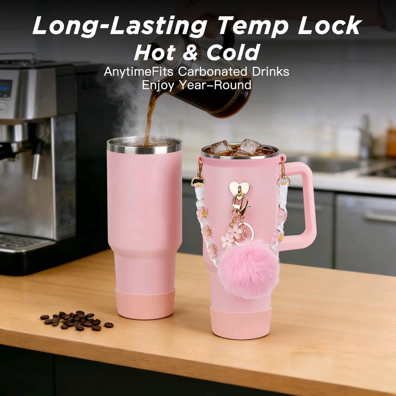Stainless Steel Vacuum Insulated Cup with Handle and Straw for Children's Women Valentine's Day Birthday Gifts Set, Keep Cold, Hot & Ice, Portable Drinkware Tumbler Water Bottles, Bottled, Flasks funny Tumbler Drinkware Tea Iced Tea girl gifts friendship