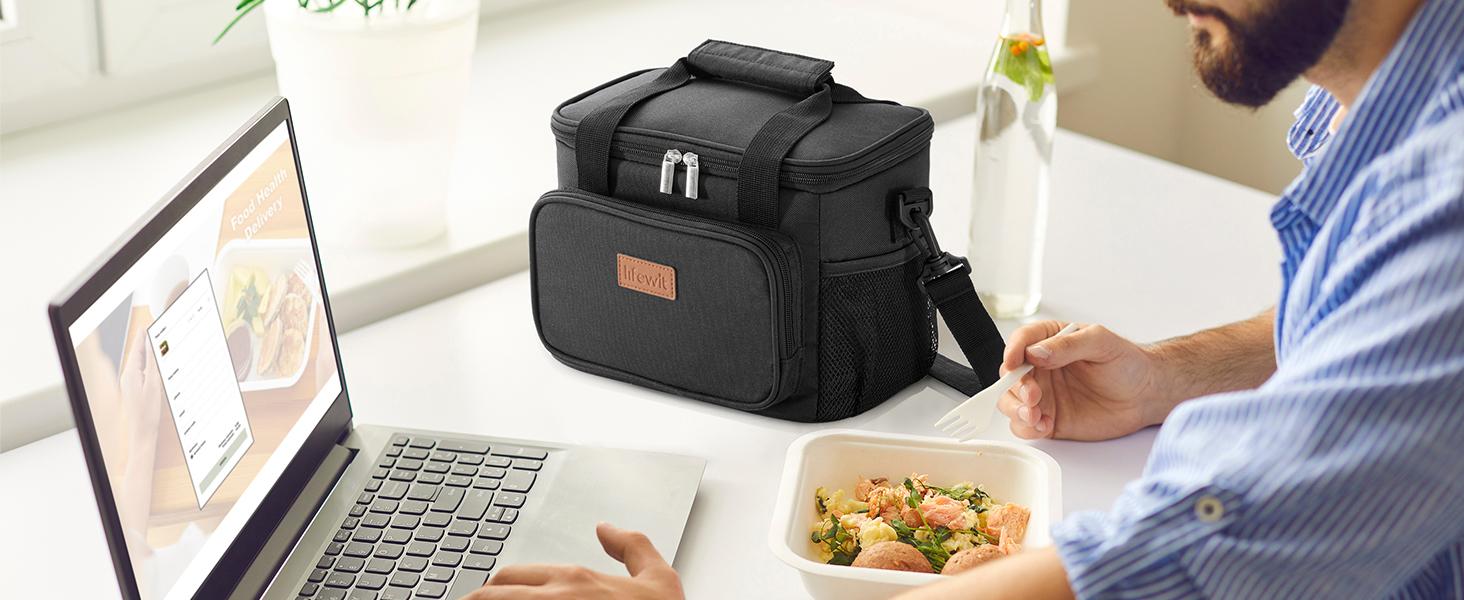Lifewit Large Lunch Bag Insulated Lunch Box Soft Cooler Cooling Tote for Adult Men Women, Black