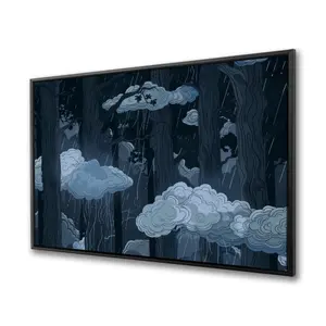 Pictorem C1FC3648LMLCO4 36 x 48 in. Sneaky Clouds - Gray Framed Canvas Wall Art - Stylish Art