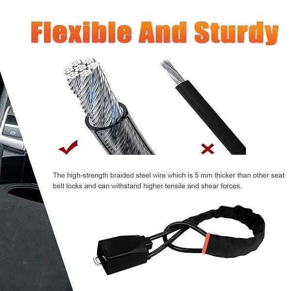 DualGuard Car Steering Wheel & Seat Belt Lock - 17" Universal Anti-Theft Device for Vehicles, SUVs, Golf Carts | Compact & Lightweight Security Lock with Multi-Function Keys (Black)cars accessories