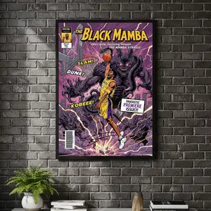 [ SPORT UNFRAMED - SALE UP TO 45% ] Kobe Black Mamba Comic Style Basketball Poster Iconic Legend Wall Art