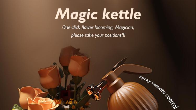 Dynamic Interactive Building Block Flower One Click Blooming Ambient Night Light Educational Assembly Desktop Ornament Perfect Gift(Building block style, requires assembly)