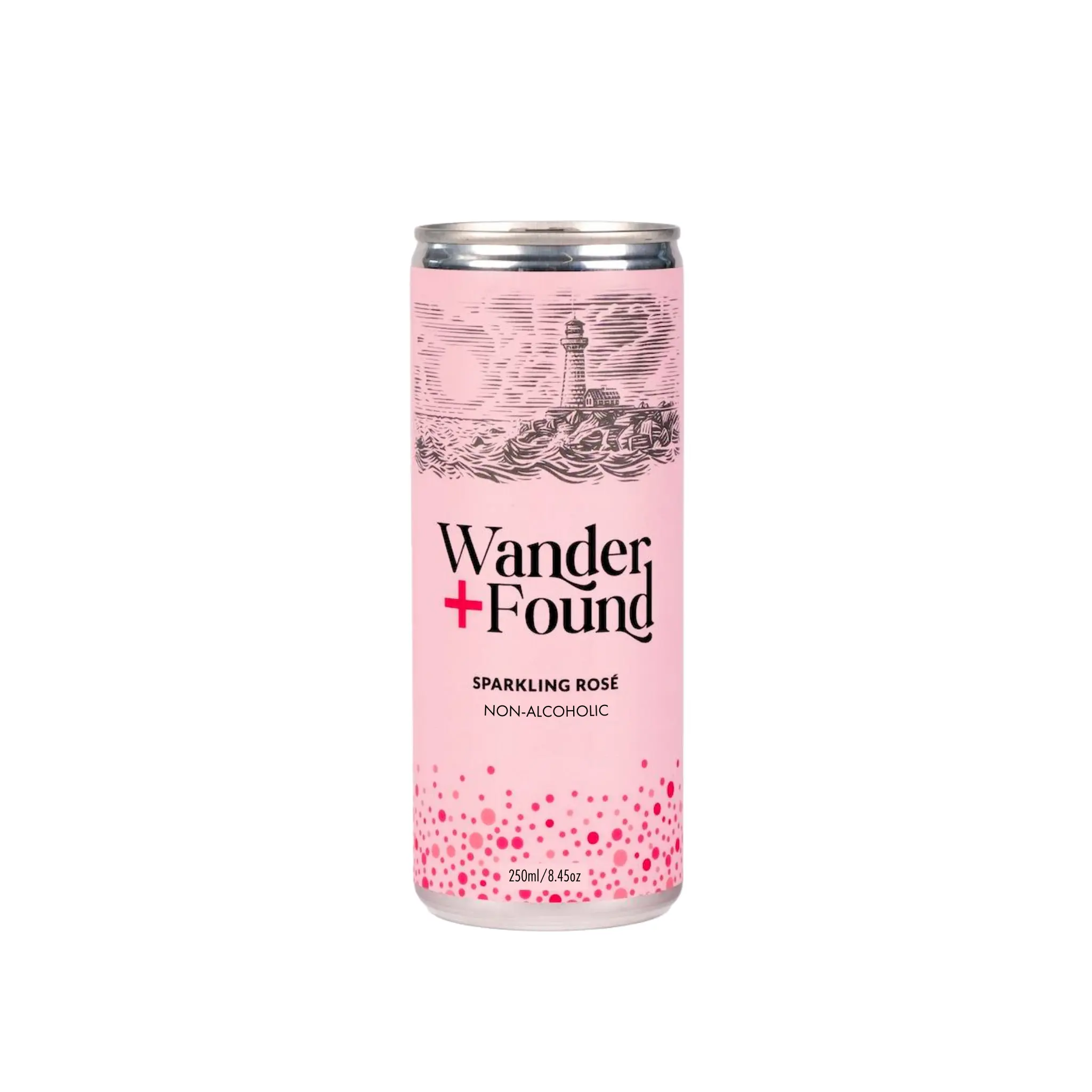 Wander & Found 8.45oz Canned Dealcoholised Rosé Wine - Non-Alcoholic Sparkling Beverage, Non Toxic, Fruity, Mineral-Infused, Bronze Medal Winner, Ideal for Adults, Picnic, Rose Hips