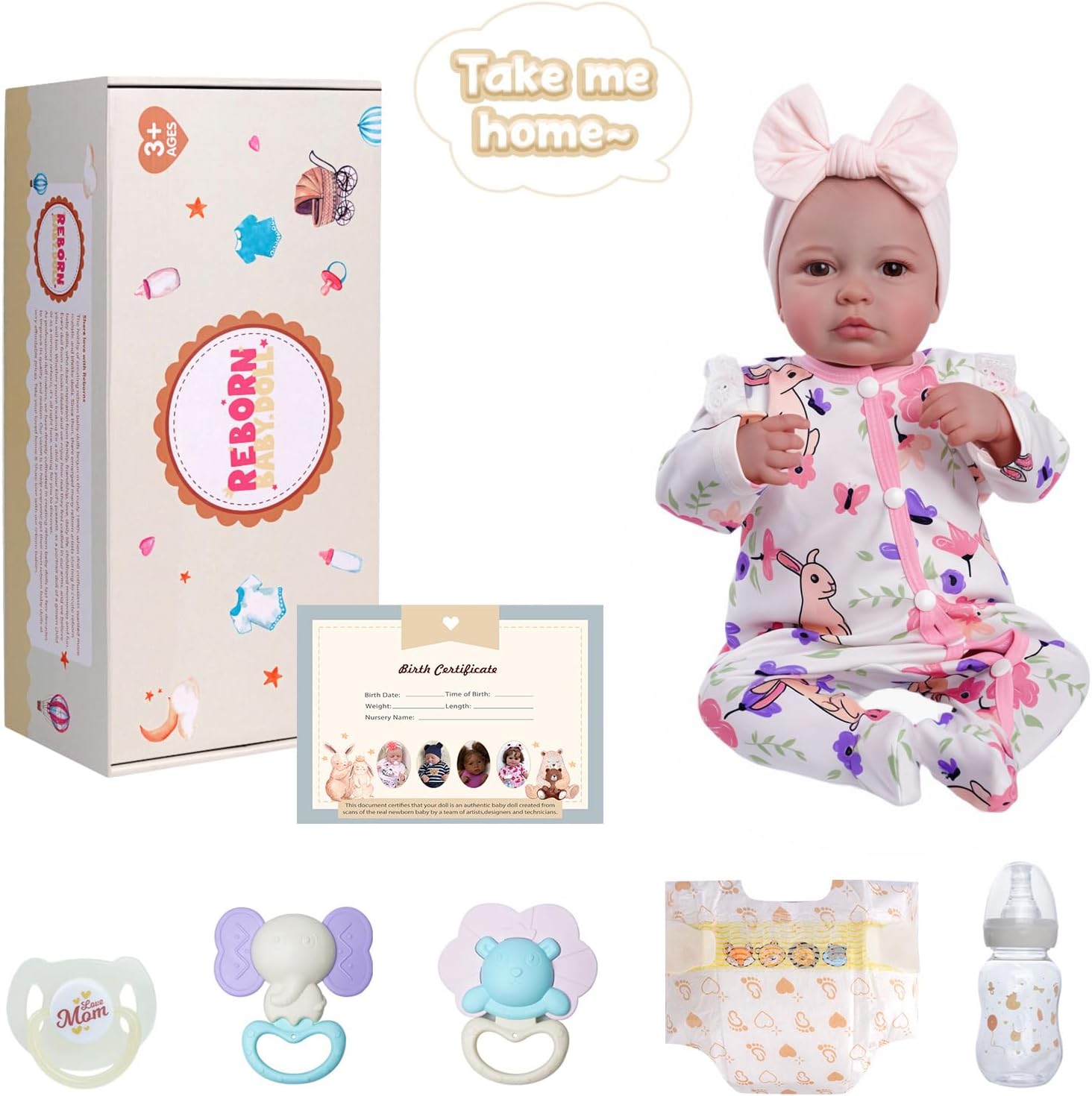 BABESIDE Reborn Baby Dolls - 20-inch Real Life Baby Doll Carina with Soft Fabric Body Realistic Baby Doll with Gift Box for Kids Age 3+