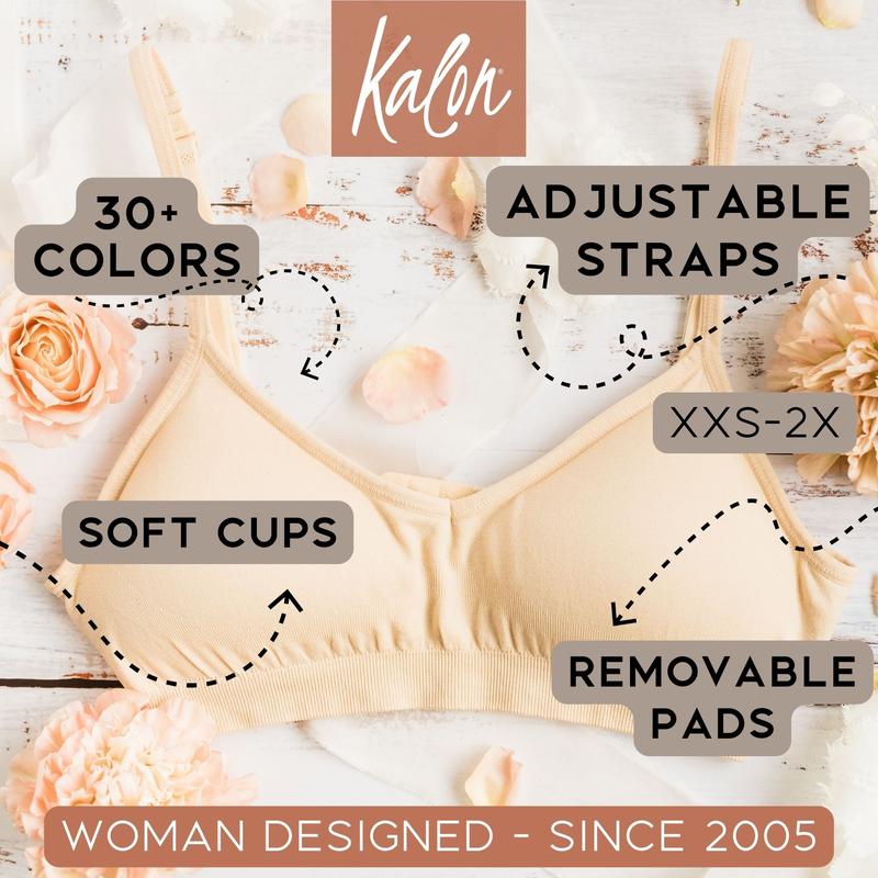 Kalon 4-Pack Women's Demi Bralettes with Adjustable Straps XXS-2XL