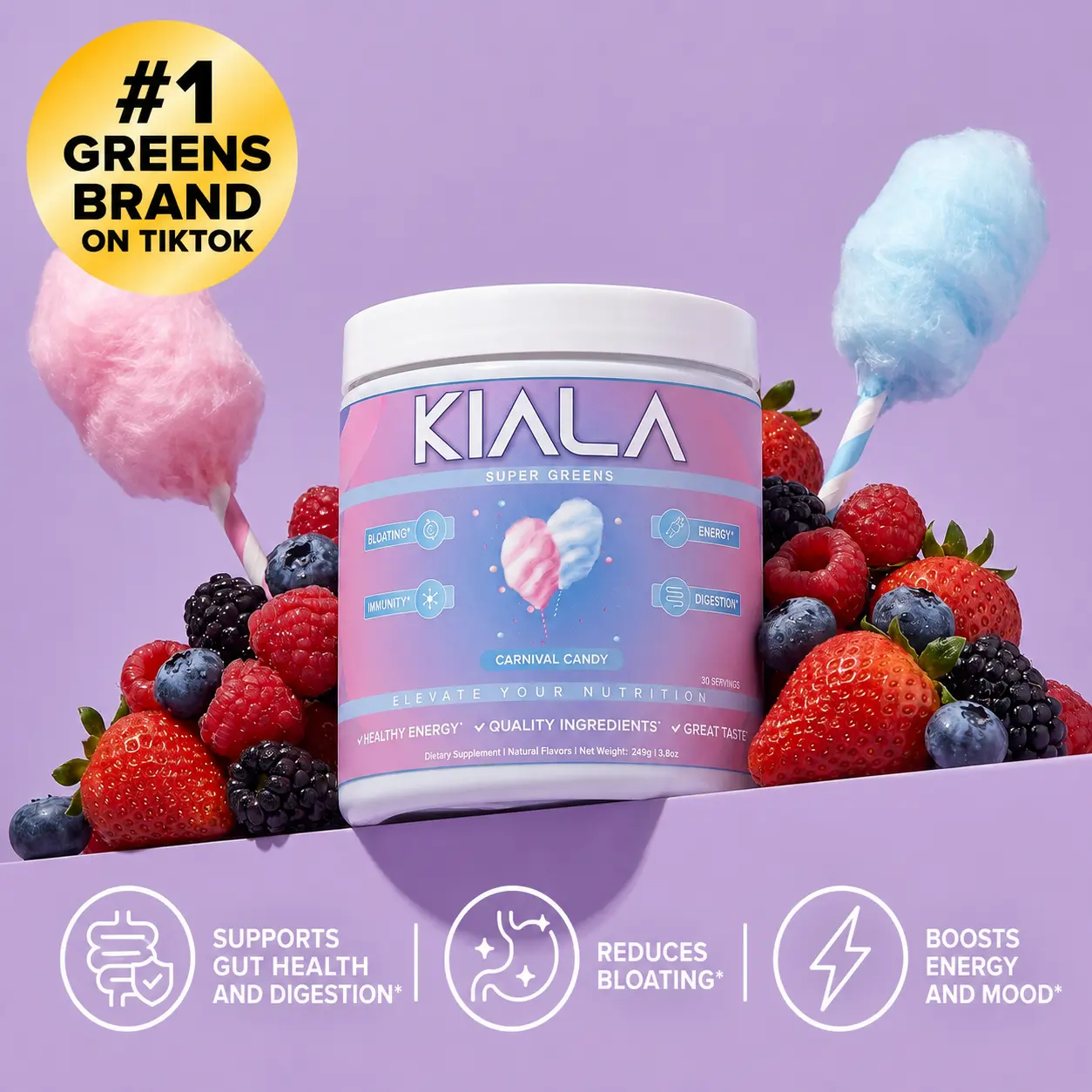 Kiala Nutrition Carnival Candy Organic Super Greens Powder Dietary Supplement