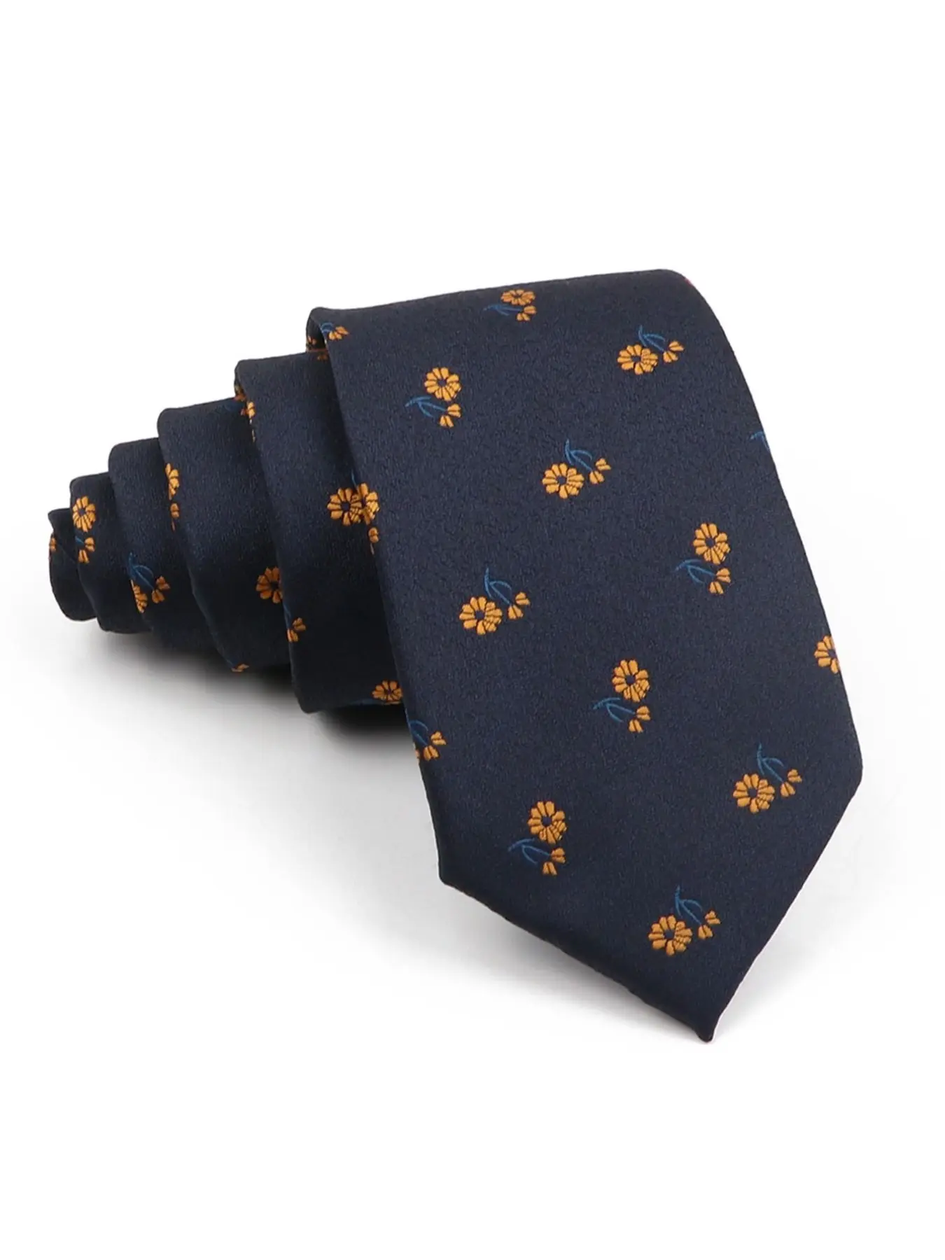Men's 7cm Striped Polyester Tie, Deep Blue Color, Suitable for Business and Formal Occasions, Durable Design, Stylish Tie Design