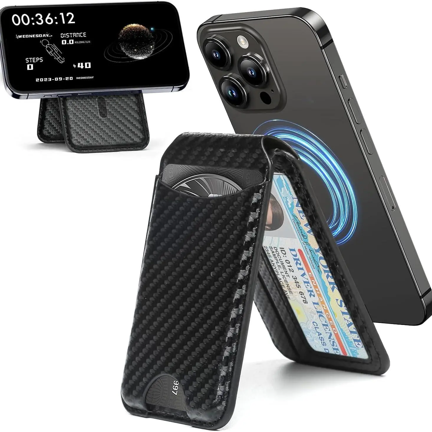 MagSafe Wallet with Adjustable Stand Compatible with Magnetic men Wallet for Phone Leather Magsafe Card Holder for iPhone 16/15/14/13/12 series Only supports products with MagSafe. Cellphone Smartphone