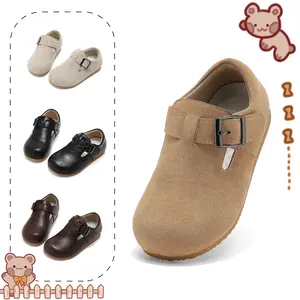 Toddler Suede Shoes Genuine Leather Boys and Girls Casual Sneakers Spring Fall Flats,Lightweight Non-Slip Round Toe Flat School Shoes for Walking